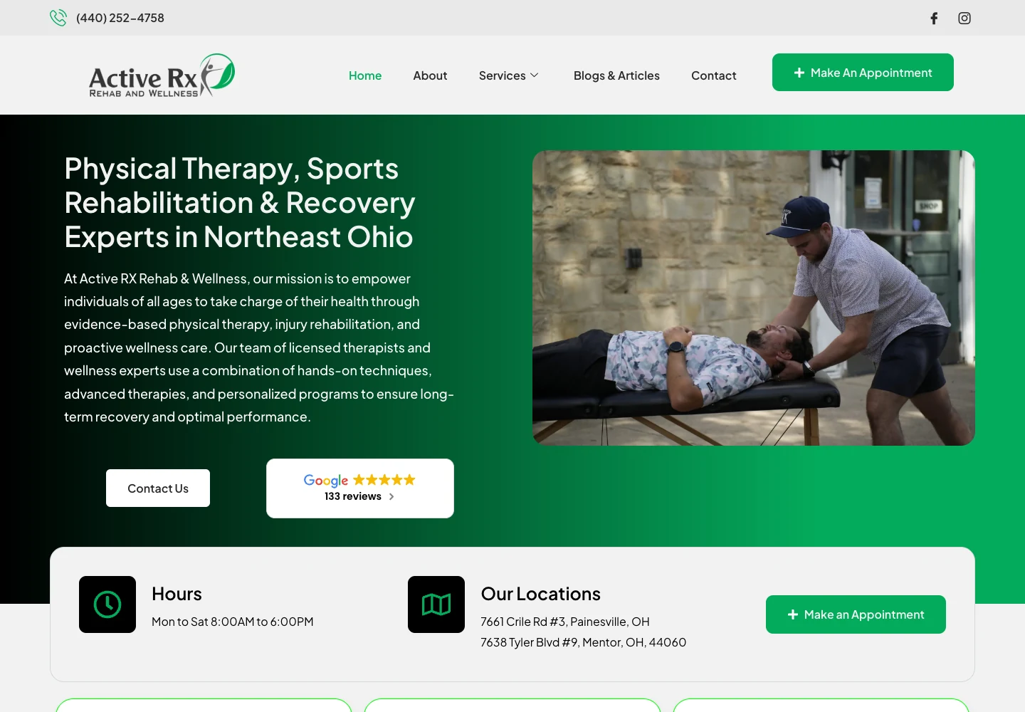 ActiveRx Rehab & Wellness homepage preview